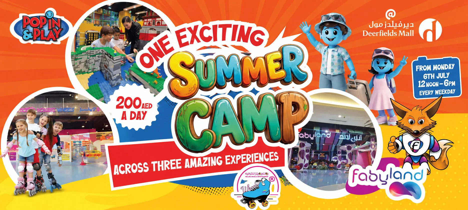 Summer Camp at Deerfields Mall with access to Pop in & Play, Faby Land & Rolling Wheels!